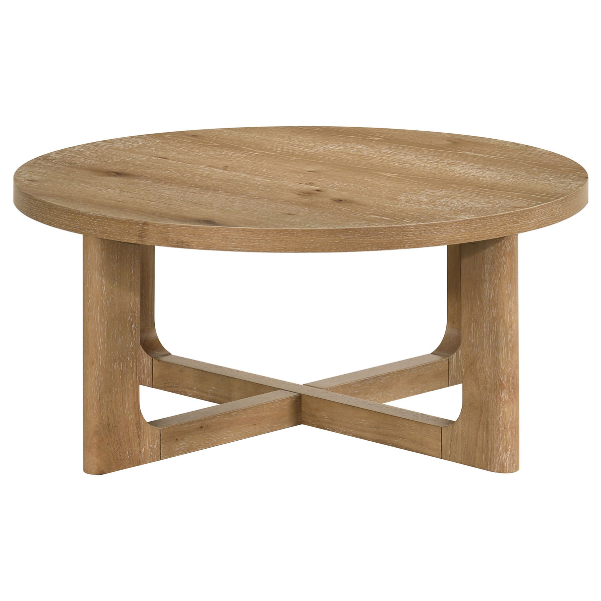 Kessler 2-piece Round Sculptural Wood Coffee Table Set Light Oak