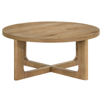 Kessler 3-piece Round Sculptural Wood Coffee Table Set Light Oak