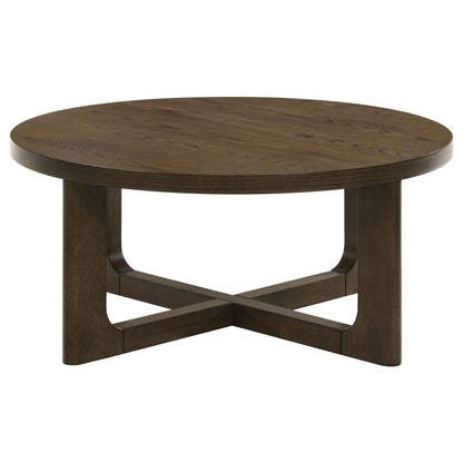 Kessler 2-piece Round Sculptural Wood Coffee Table Set Brown