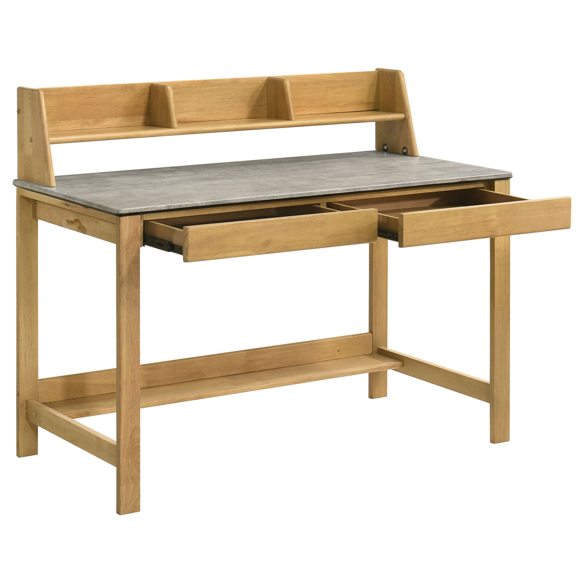 Besler 47-inch SmartTop™ Writing Desk with Shelf Cement and Natural