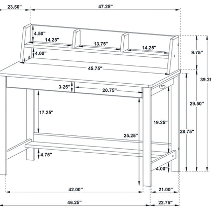 Besler 47-inch SmartTop™ Writing Desk with Shelf Cement and Natural