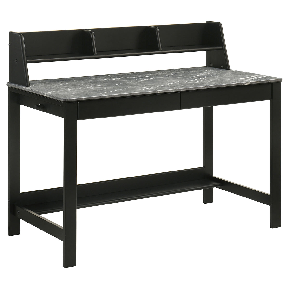 Besler 47-inch SmartTop™ Writing Desk with Shelf Grey Stone and Black