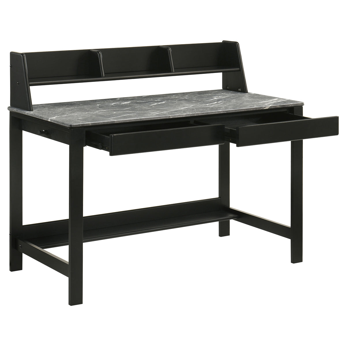Besler 47-inch SmartTop™ Writing Desk with Shelf Grey Stone and Black