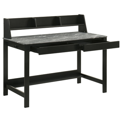 Besler 47-inch SmartTop™ Writing Desk with Shelf Grey Stone and Black