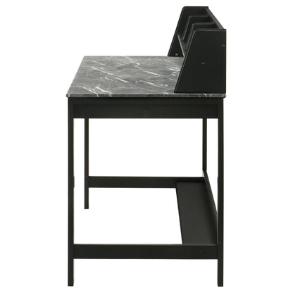 Besler 47-inch SmartTop™ Writing Desk with Shelf Grey Stone and Black