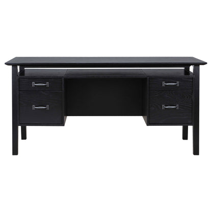 Goodson 64-inch 4-Drawer Double Pedestal Desk Black