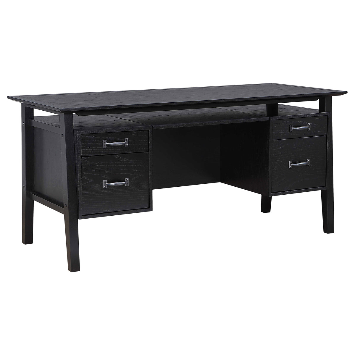 Goodson 64-inch 4-Drawer Double Pedestal Desk Black
