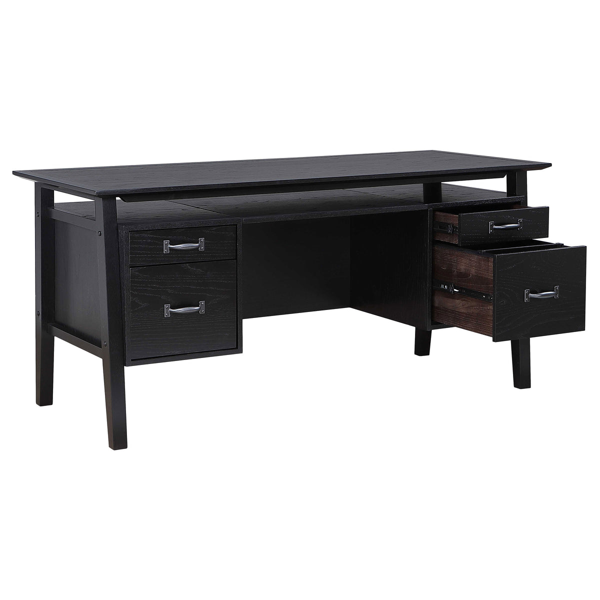 Goodson 64-inch 4-Drawer Double Pedestal Desk Black