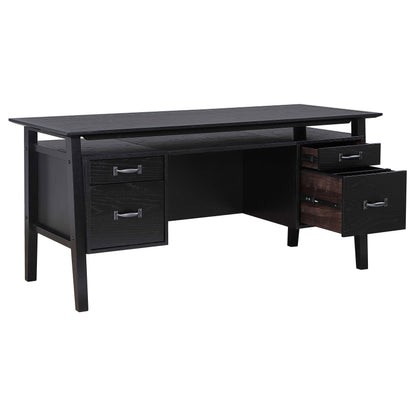Goodson 64-inch 4-Drawer Double Pedestal Desk Black