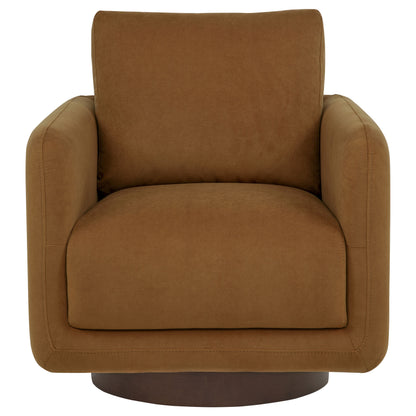 Iris Fabric Upholstered Swivel Accent Chair Rust