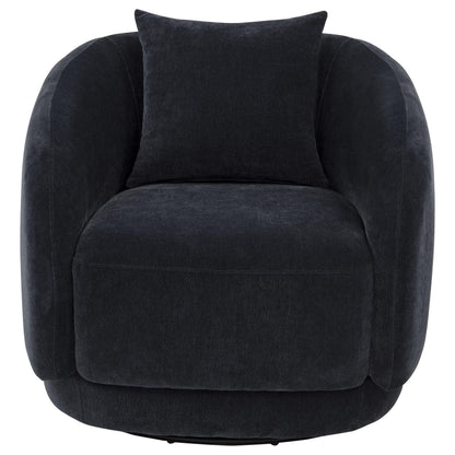 Arnaud Chenille Upholstered Swivel Accent Chair Navy