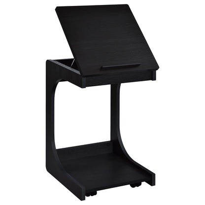 Ralston C-Shaped Lift-Top Sofa Side Table With Casters Black