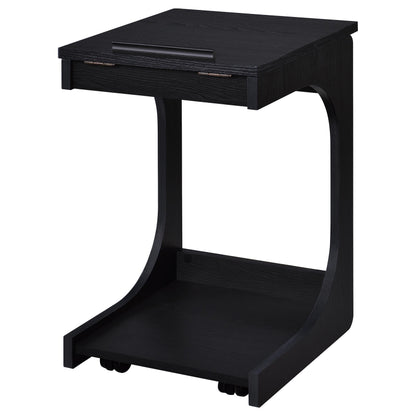 Ralston C-Shaped Lift-Top Sofa Side Table With Casters Black