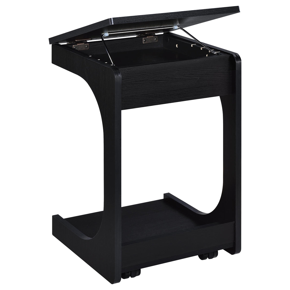 Ralston C-Shaped Lift-Top Sofa Side Table With Casters Black