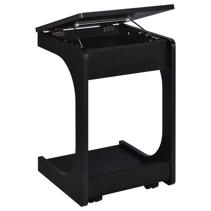 Ralston C-Shaped Lift-Top Sofa Side Table With Casters Black