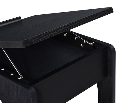 Ralston C-Shaped Lift-Top Sofa Side Table With Casters Black