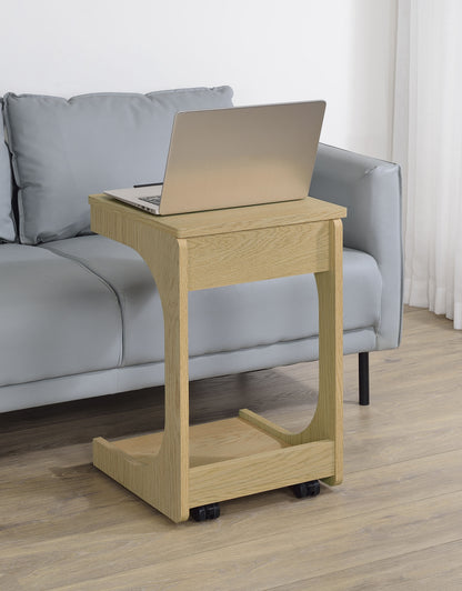 Ralston C-Shaped Lift-Top Sofa Side Table With Casters Light Oak