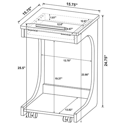 Ralston C-Shaped Lift-Top Sofa Side Table With Casters Light Oak