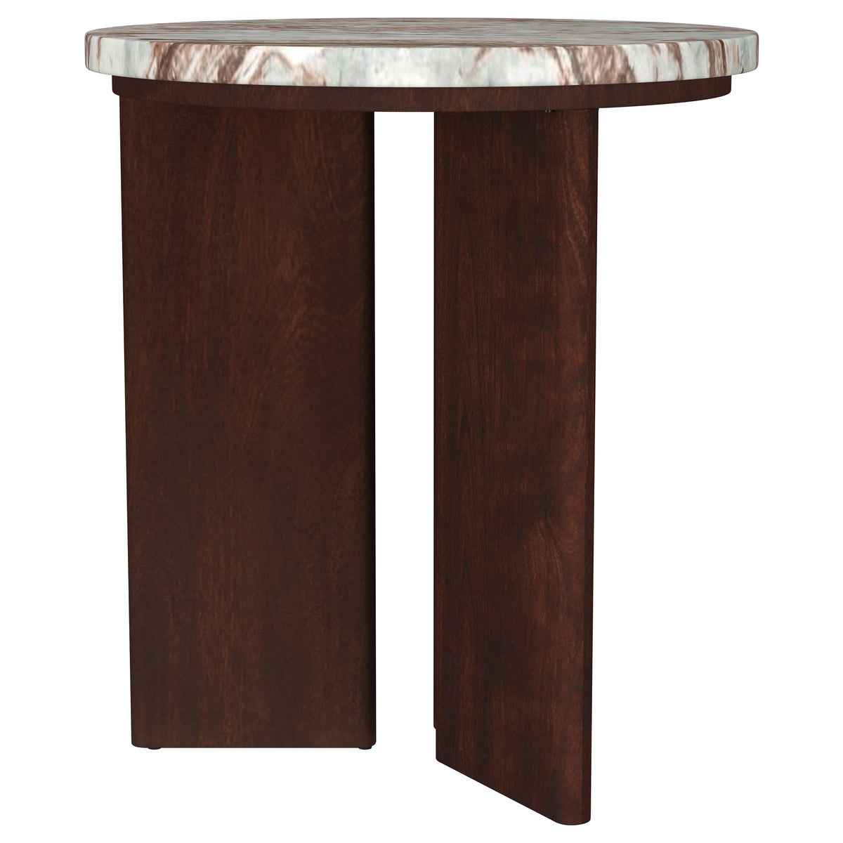 Jenna 2-piece Round Marble Top Coffee Table Set Brown