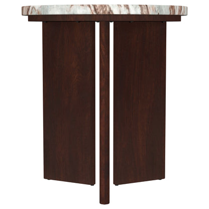 Jenna 3-piece Round Marble Top Coffee Table Set Brown