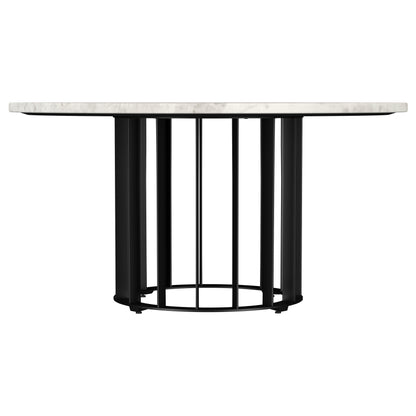 Haven Round Genuine White Marble Top Coffee Table Black