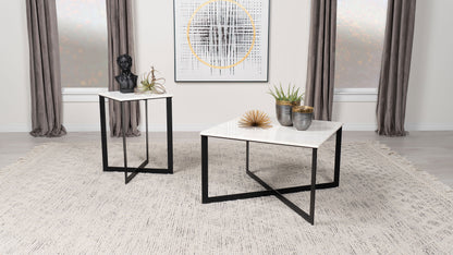 Tobin 2-piece Marble Top Coffee and End Table Set White