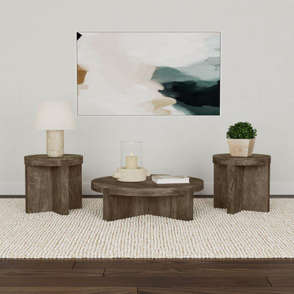 Kinkaid 3-piece Solid Wood Coffee and End Table Set Brown