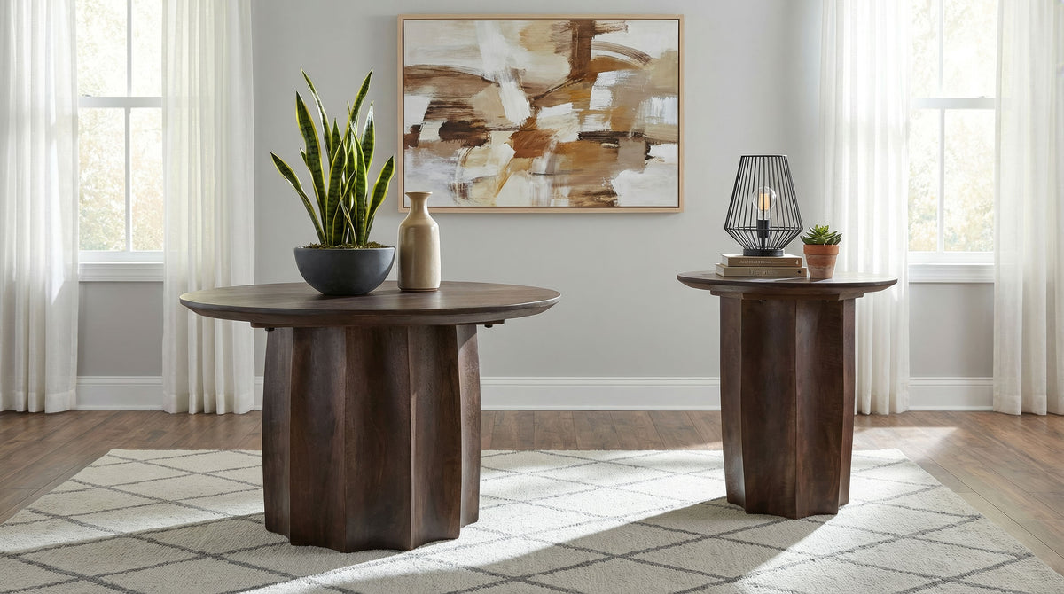 Cayenne Solid Mango Wood Accent Side End Table Walnut