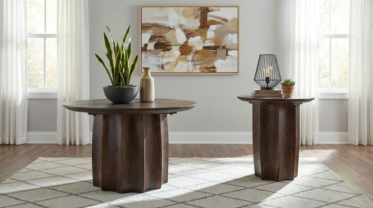 Cayenne Solid Mango Wood Cocktail Coffee Table Walnut