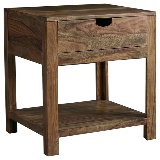 Esther 1-drawer Solid Wood Side End Table Natural Sheesham