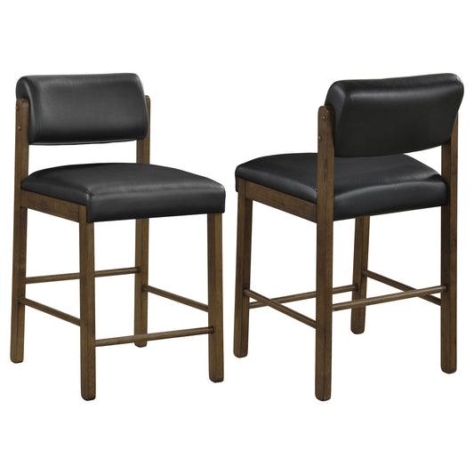 Kehoe Upholstered Counter Height Chair Black and Walnut (Set of 2)