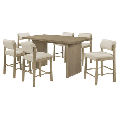 Decker 7-piece 70-inch Counter Height Dining Set Cream and Natural Oak