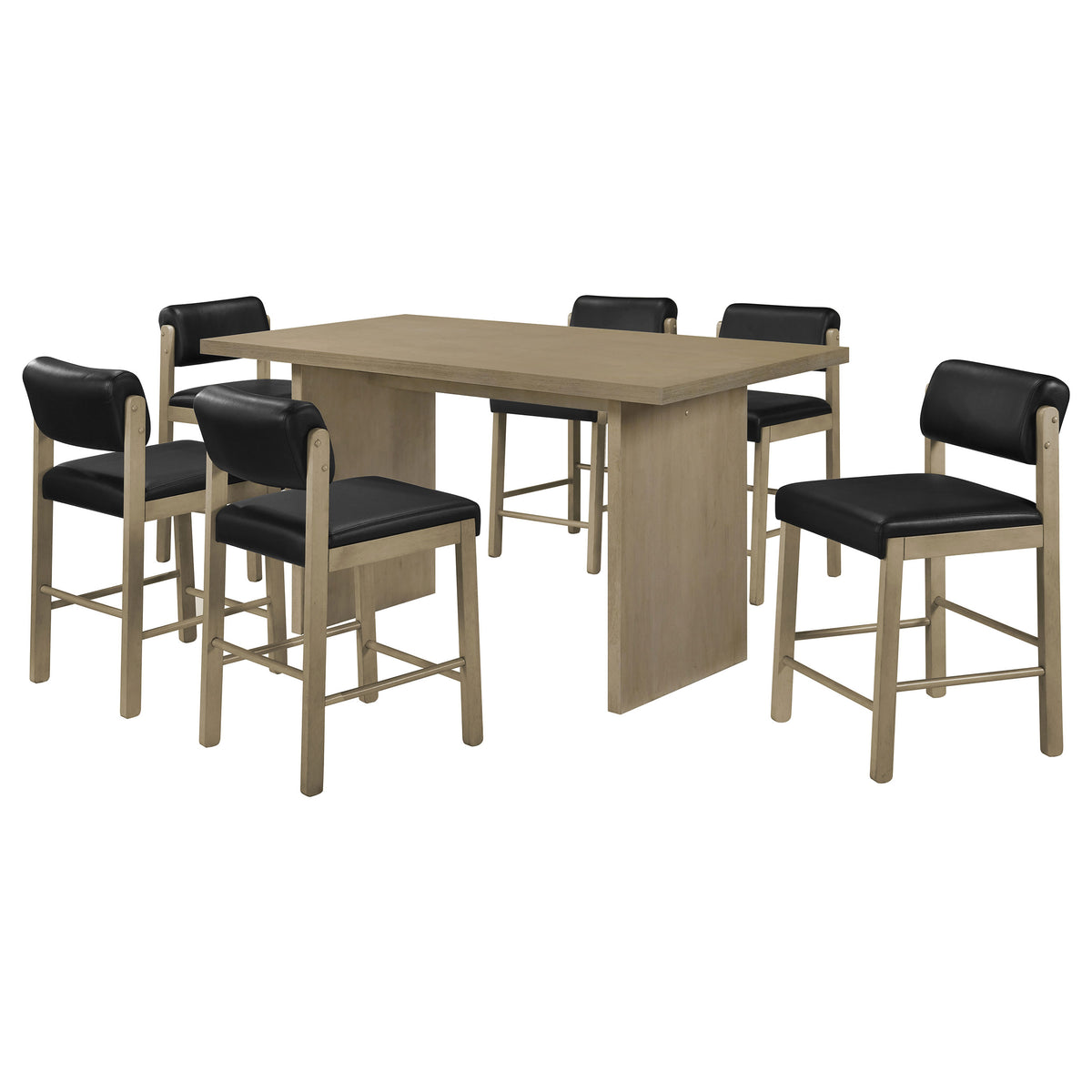 Decker 7-piece 70-inch Counter Height Dining Set Black and Natural Oak