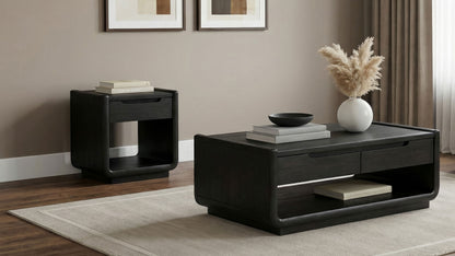 Leandro 2-drawer Wood Cocktail Coffee Table Burnished Black