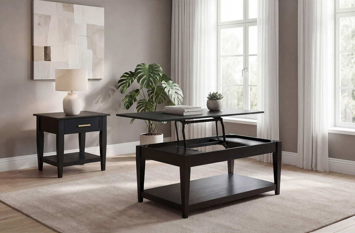 Lindenton 1-drawer Wood Occasional Side End Table Black