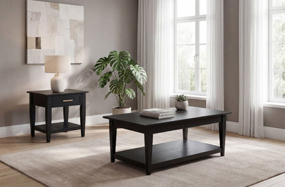 Lindenton 2-piece Wood Lift-Top Coffee and End Table Set Black