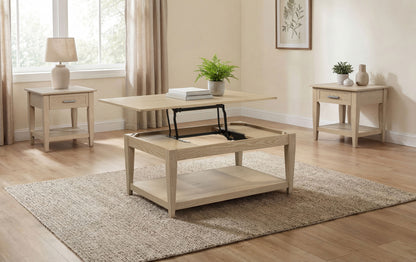Lindenton 3-piece Wood Lift-Top Coffee and End Table Set Blonde