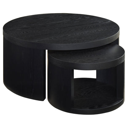 Sweeney 2-piece Round Wood Occasional Nesting Table Set Black
