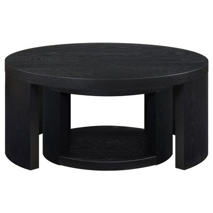 Sweeney 2-piece Round Wood Occasional Nesting Table Set Black