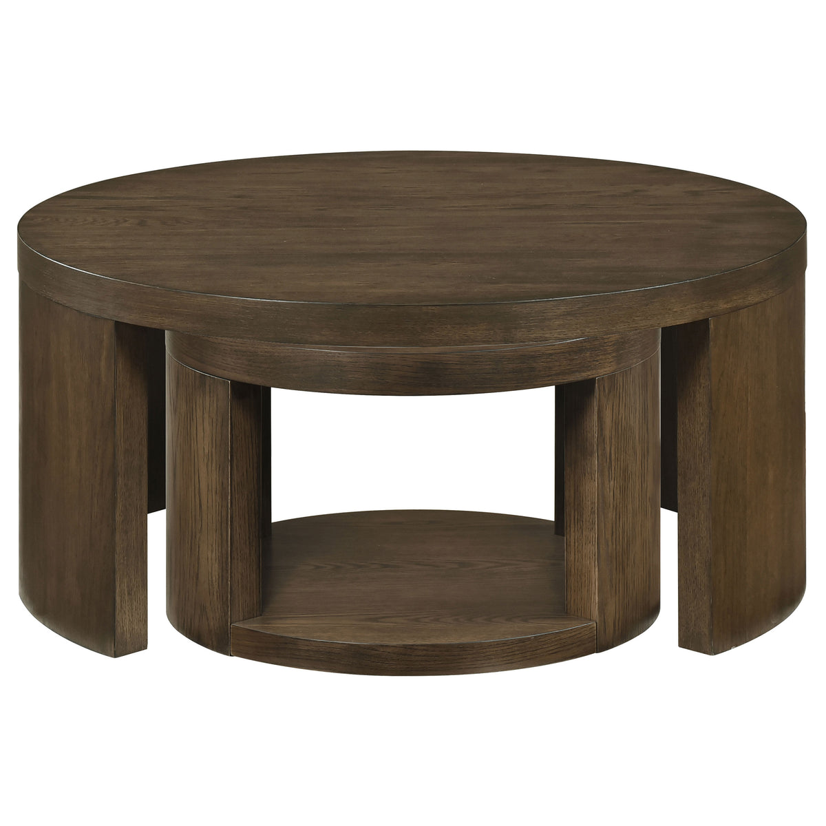 Sweeney 2-piece Round Wood Occasional Nesting Table Set Dark Walnut
