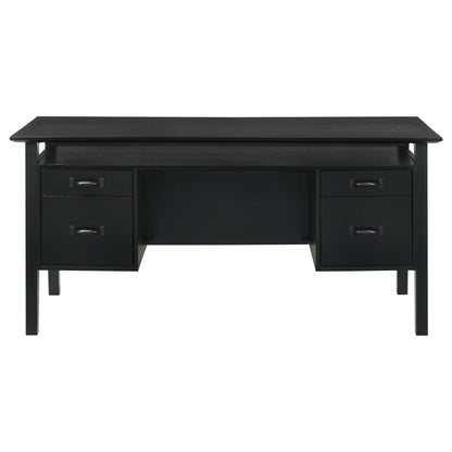 Goodson 64-inch 4-Drawer Double Pedestal Desk Black