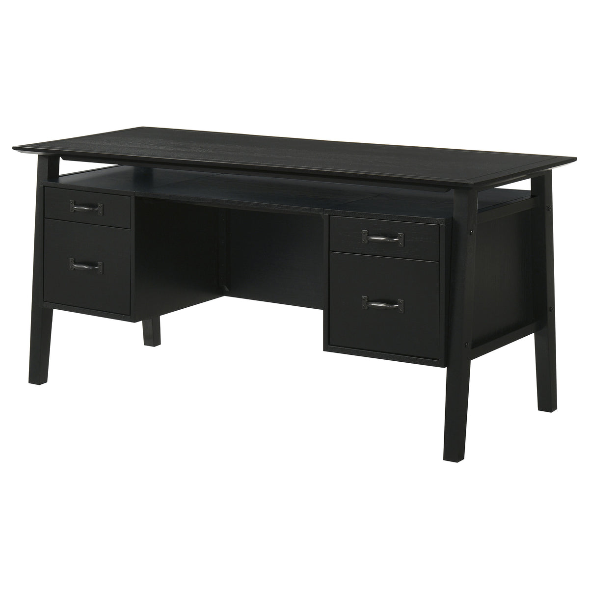 Goodson 64-inch 4-Drawer Double Pedestal Desk Black