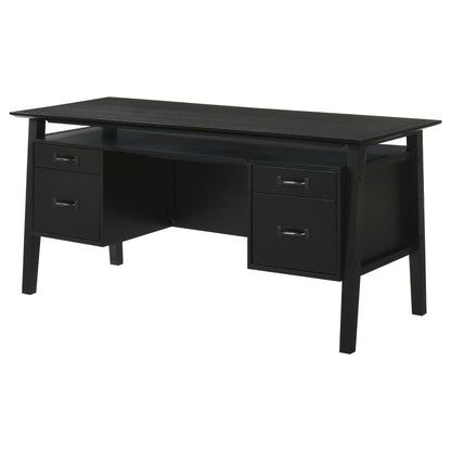 Goodson 64-inch 4-Drawer Double Pedestal Desk Black