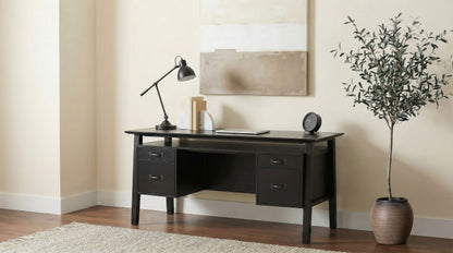 Goodson 64-inch 4-Drawer Double Pedestal Desk Black