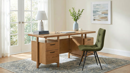 Roldan 69-inch 4-drawer Computer Desk with File Drawer Light Ash