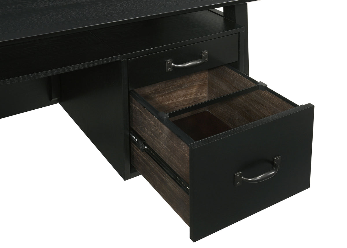 Goodson 64-inch 4-Drawer Double Pedestal Desk Black