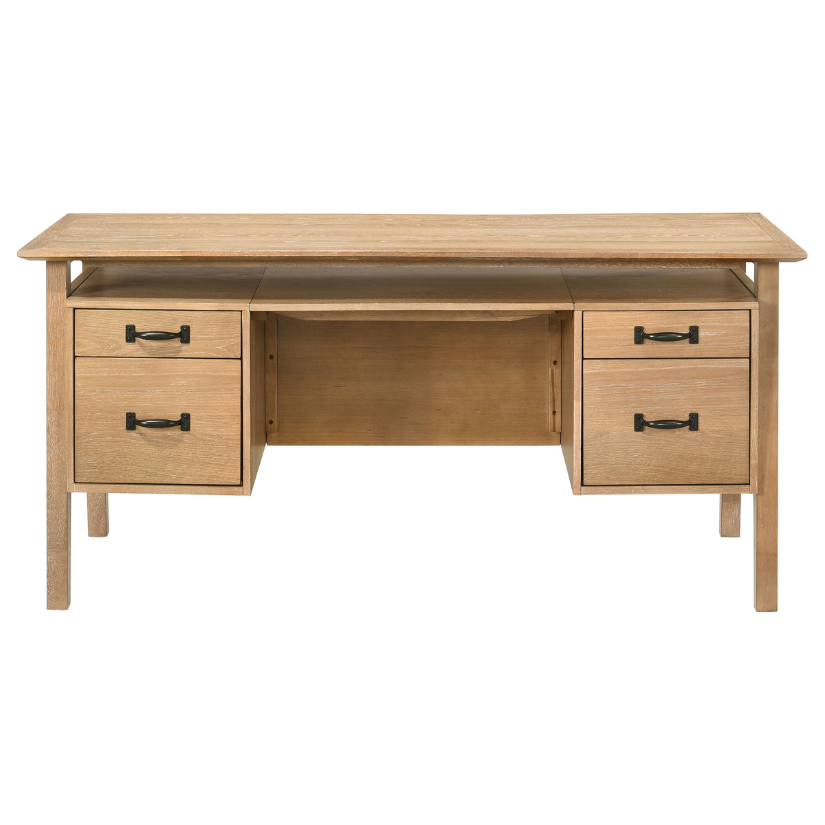 Goodson 64-inch 4-Drawer Double Pedestal Desk Distressed Light Brown
