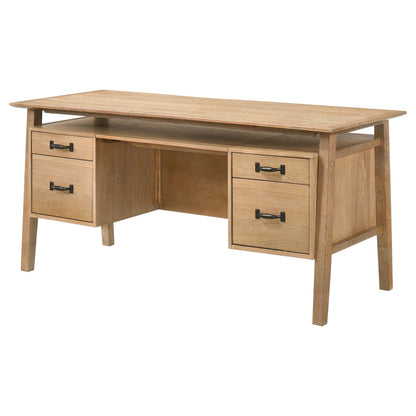 Goodson 64-inch 4-Drawer Double Pedestal Desk Distressed Light Brown