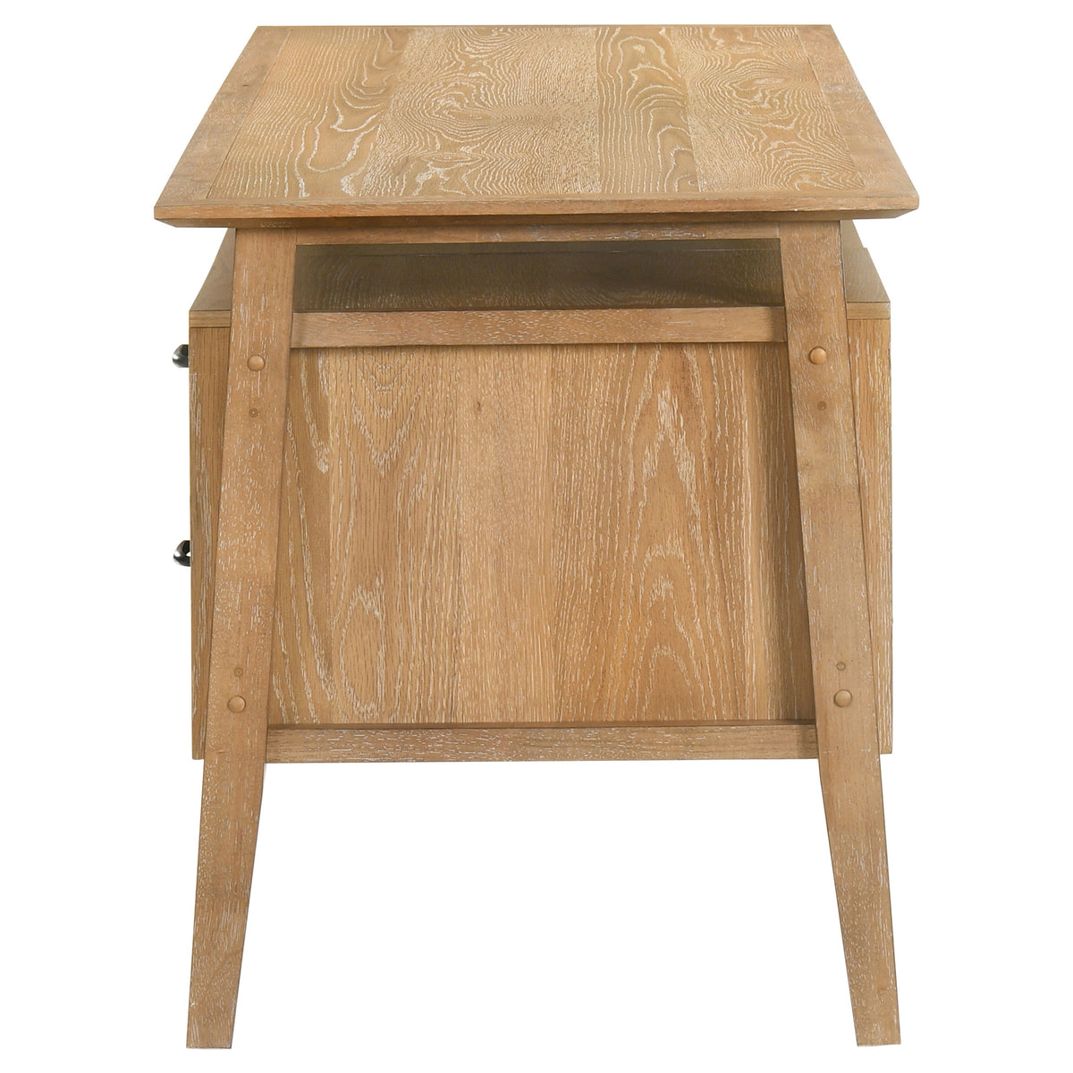 Goodson 64-inch 4-Drawer Double Pedestal Desk Distressed Light Brown