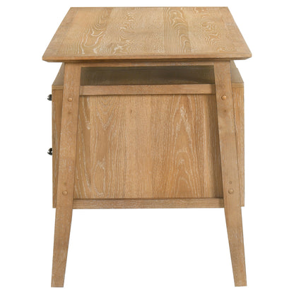 Goodson 64-inch 4-Drawer Double Pedestal Desk Distressed Light Brown